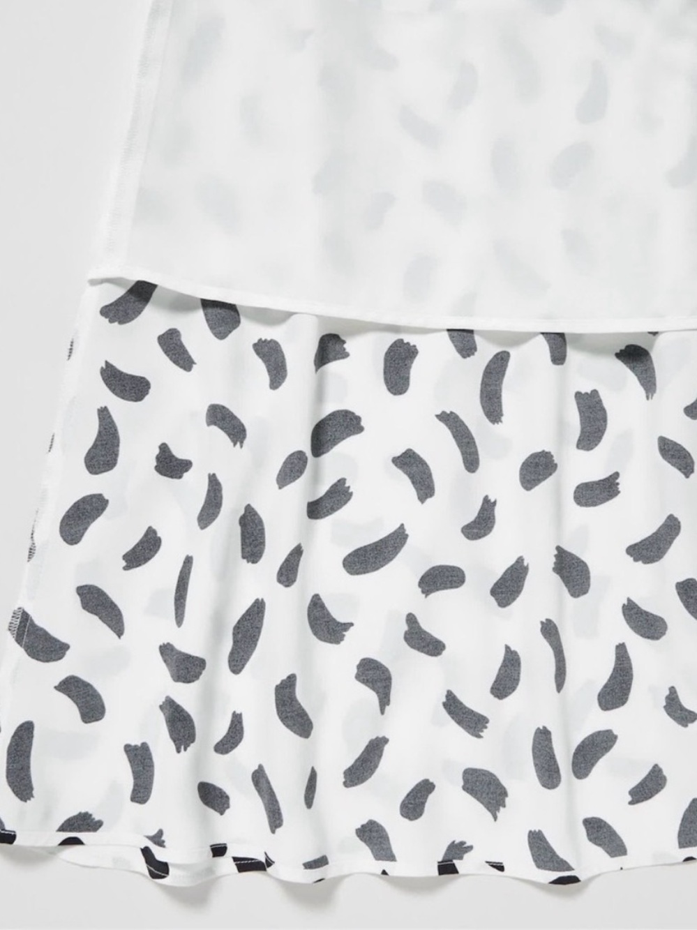 UniqloC White Black abstract Empire Balloon Puff Sleeve Midi SlipDress S NWT 30s - Picture 8 of 11